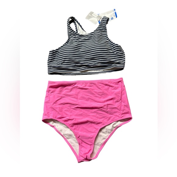 GREEK LIGHTNING athletic high waist swim set w racerback swim top size L NWT - Picture 3 of 5